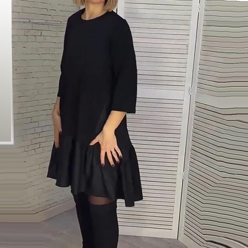 💞Rochie neagră largi, stratificată, elegantă