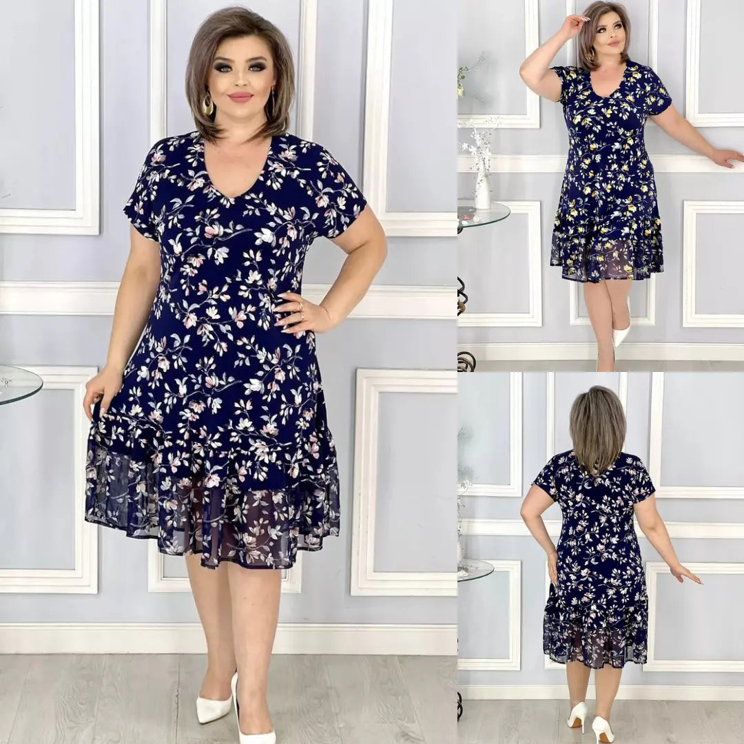Rochie nouă florală cu decolteu în V