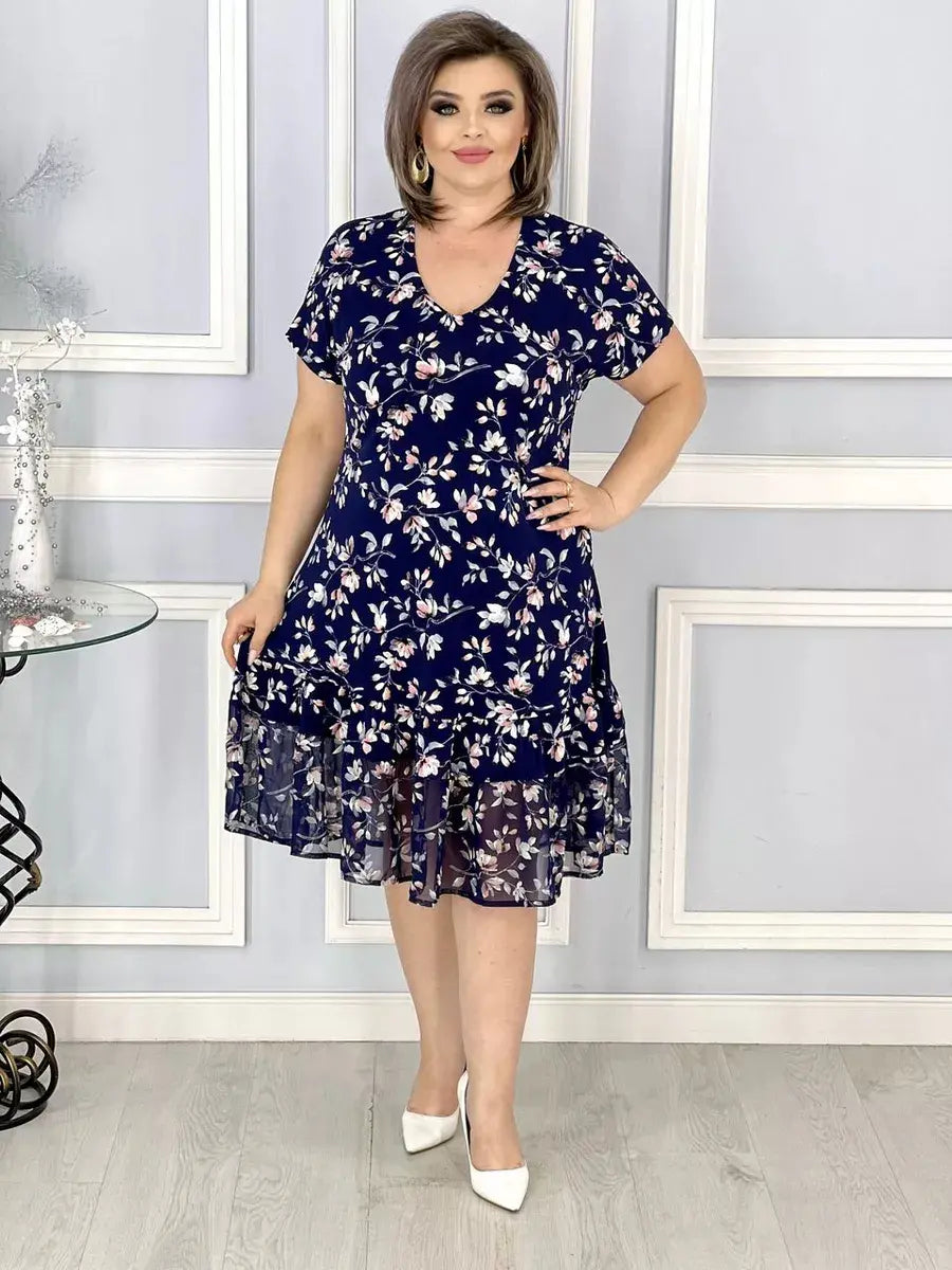 Rochie nouă florală cu decolteu în V