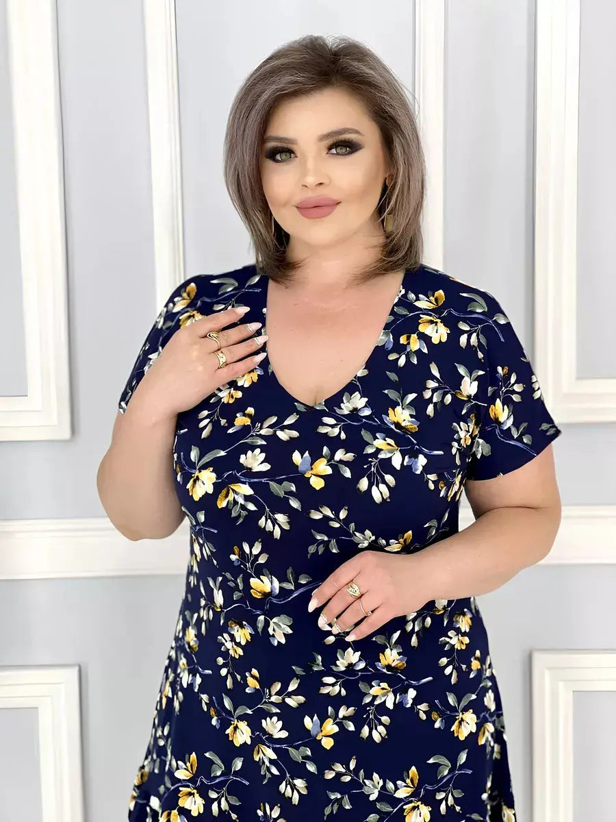 Rochie nouă florală cu decolteu în V