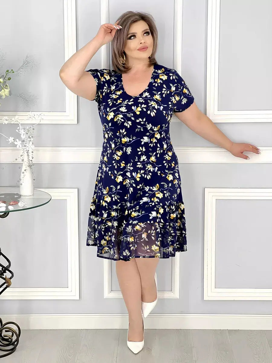 Rochie nouă florală cu decolteu în V