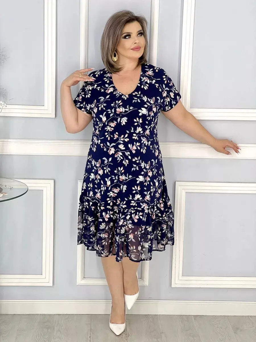 Rochie nouă florală cu decolteu în V