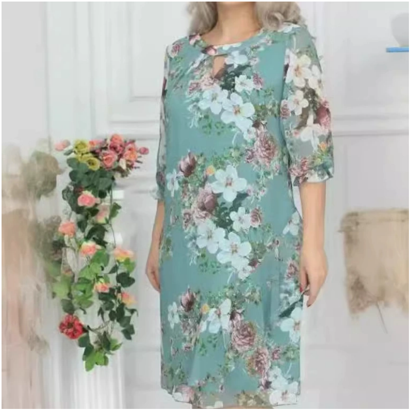 💝Rochie de dama cu imprimeu floral pana la genunchi