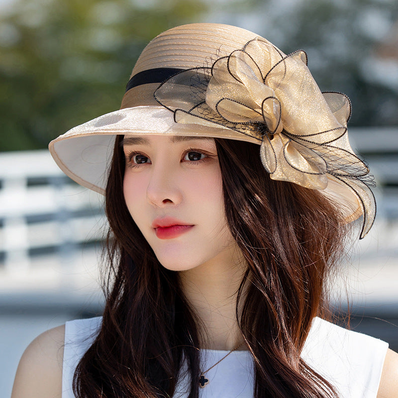 👒Pălărie elegantă cu boruri largi de protecție UV cu flori