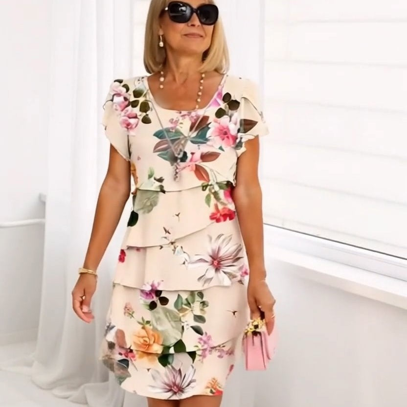 🌸 Rochie din dantelă cu imprimeu floral multi botanic