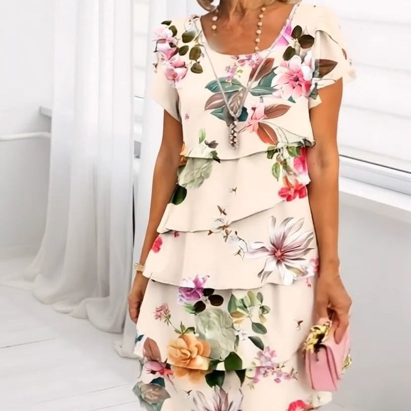 🌸 Rochie din dantelă cu imprimeu floral multi botanic