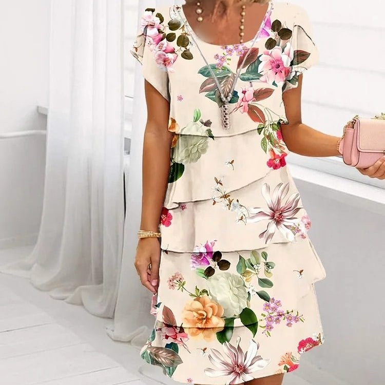 🌸 Rochie din dantelă cu imprimeu floral multi botanic