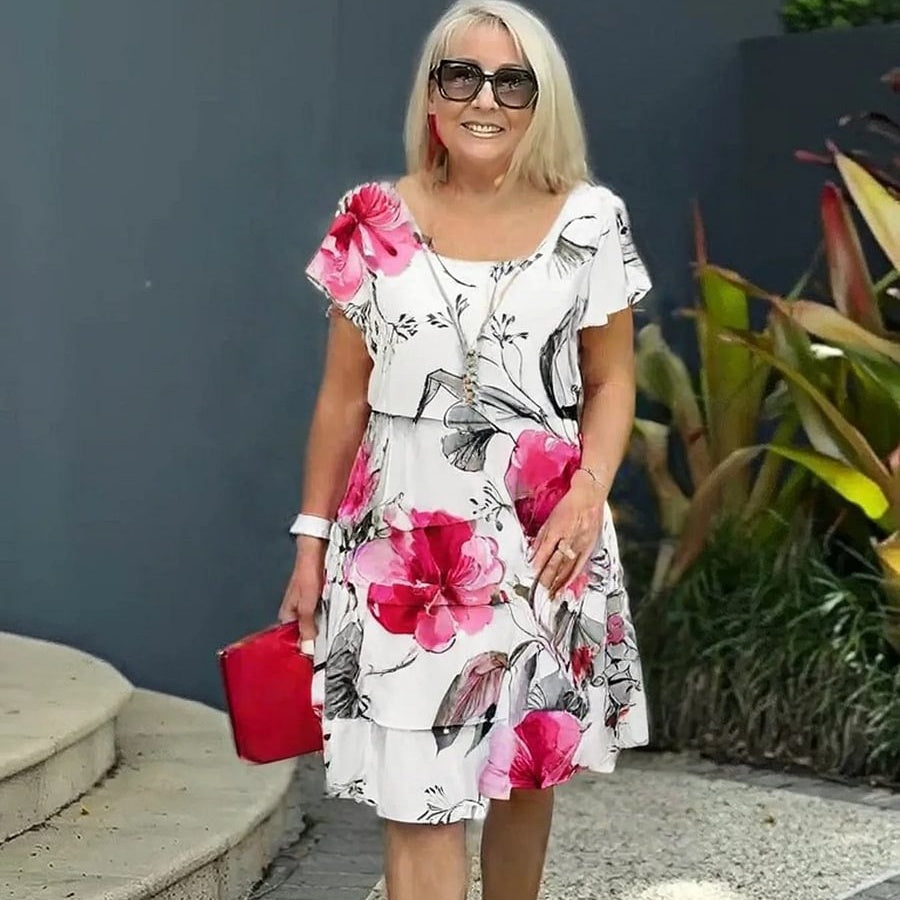 🌸 Rochie din dantelă cu imprimeu floral multi botanic