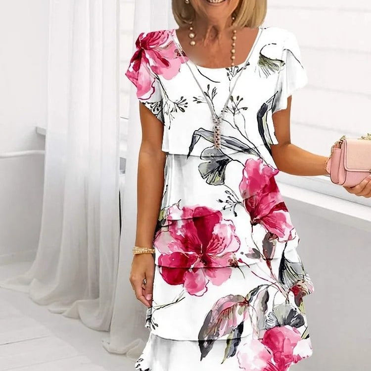 🌸 Rochie din dantelă cu imprimeu floral multi botanic