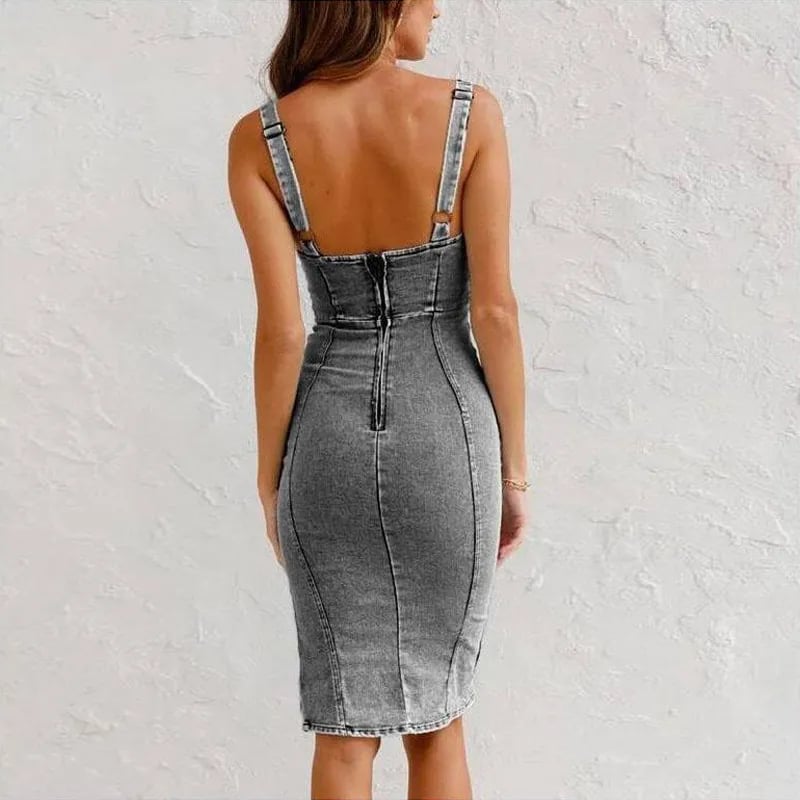 👗Rochie din denim cu decolteu în V!
