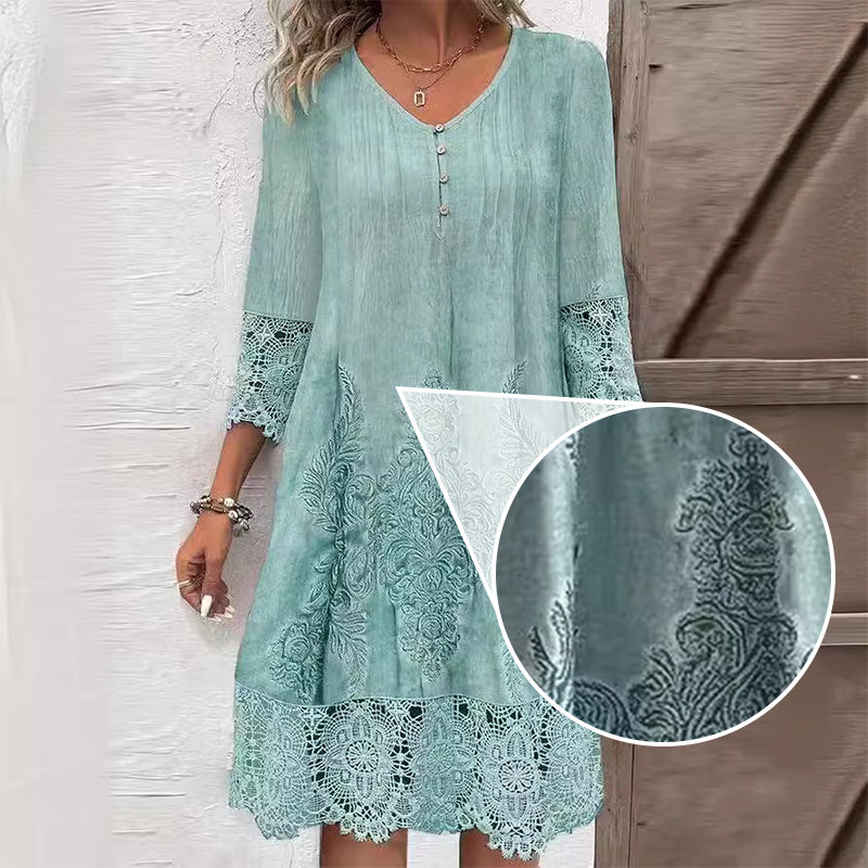 Rochie de dama eleganta din dantela cu jumatate de maneci si decolteu ascutit
