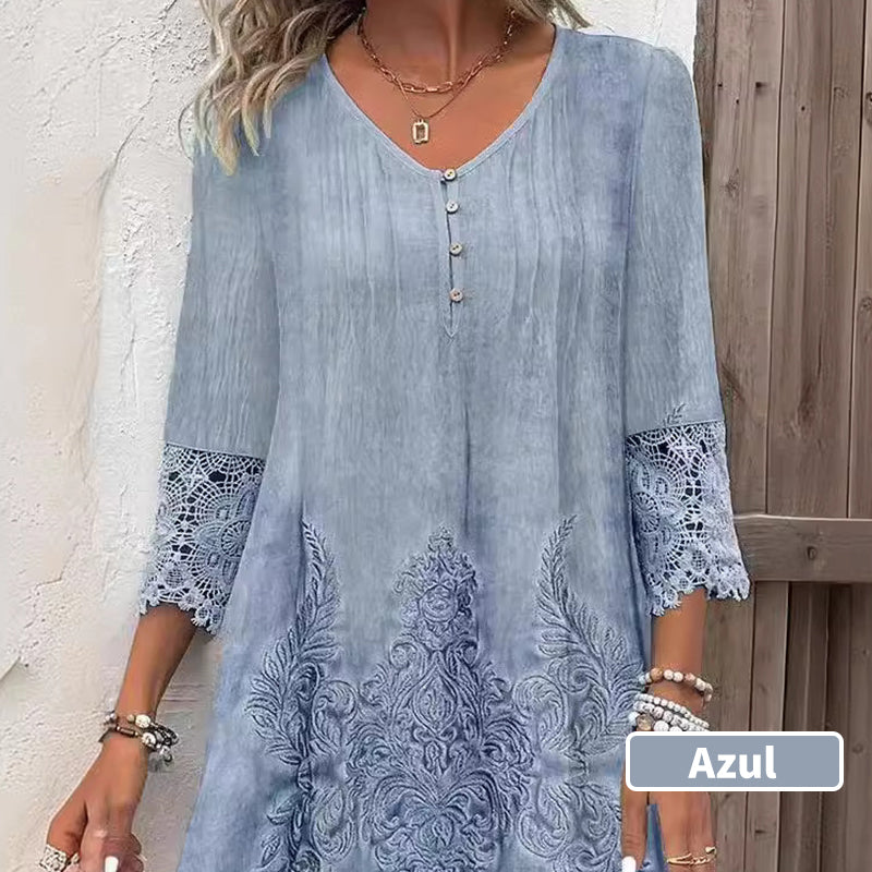 Rochie de dama eleganta din dantela cu jumatate de maneci si decolteu ascutit