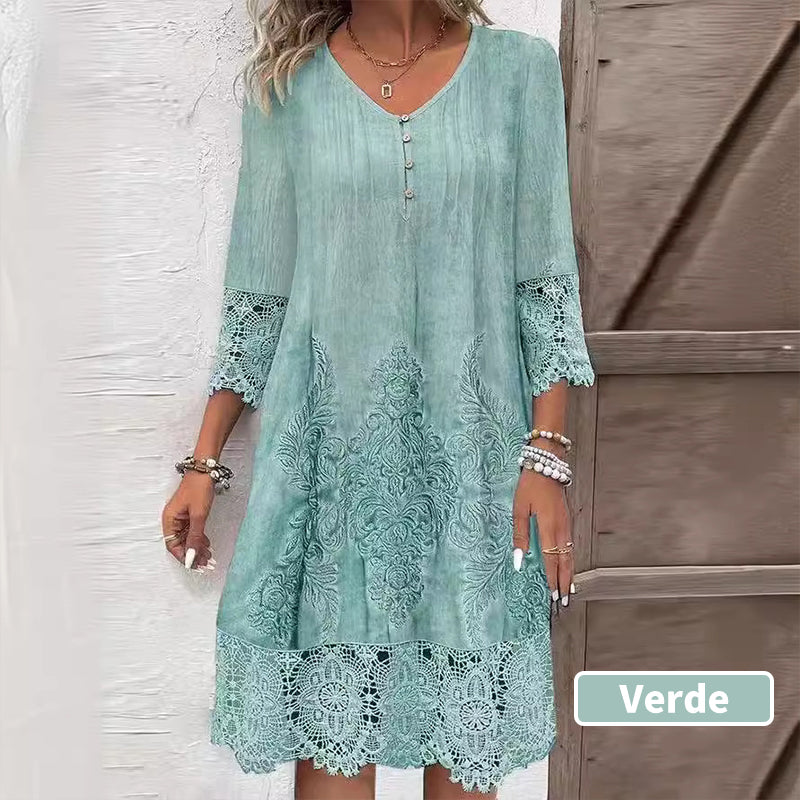 Rochie de dama eleganta din dantela cu jumatate de maneci si decolteu ascutit