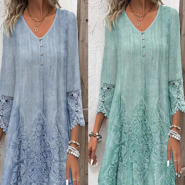 Rochie de dama eleganta din dantela cu jumatate de maneci si decolteu ascutit