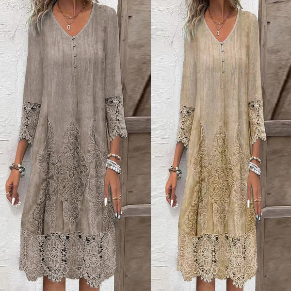 Rochie de dama eleganta din dantela cu jumatate de maneci si decolteu ascutit
