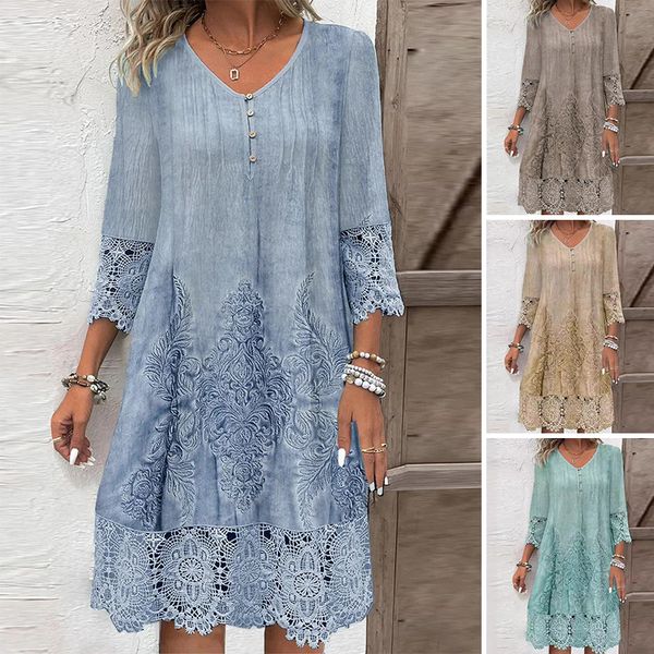 Rochie de dama eleganta din dantela cu jumatate de maneci si decolteu ascutit