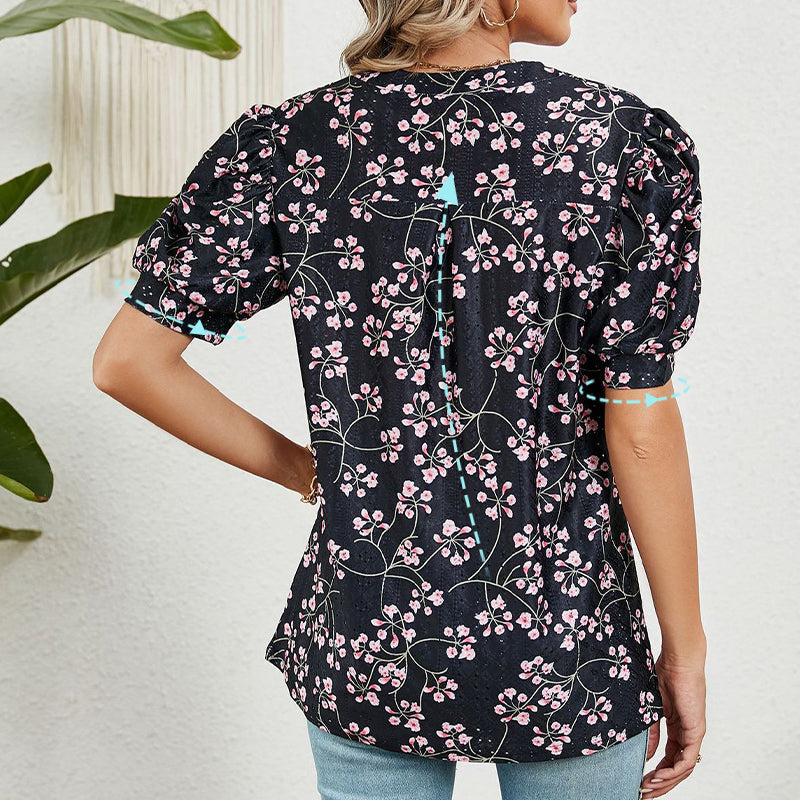 【M-2XL】🌸 Top de vară pentru femei cu decolteu în V cu imprimeu