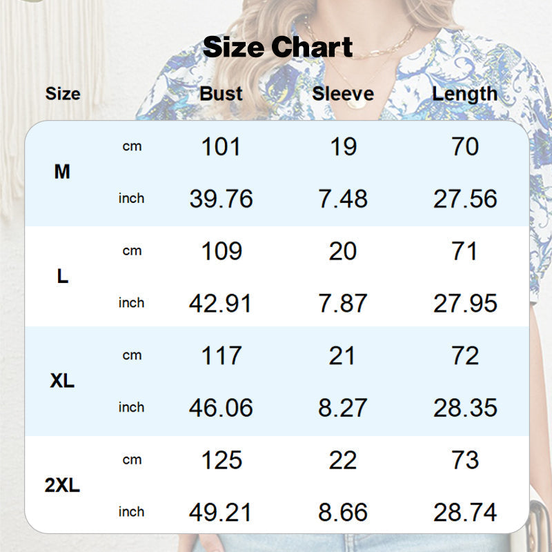 【M-2XL】🌸 Top de vară pentru femei cu decolteu în V cu imprimeu