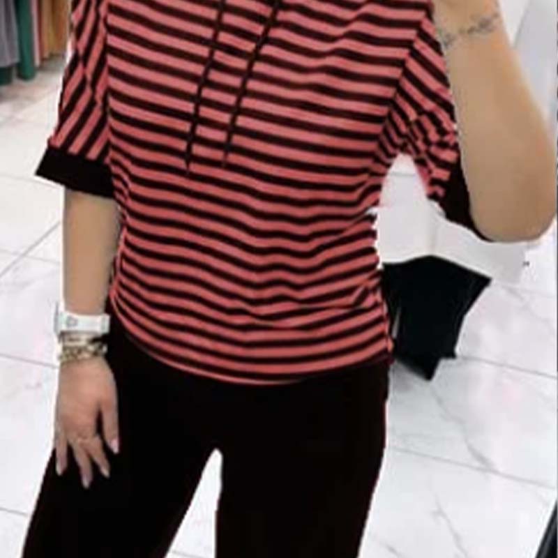 ✨Set de top cu dungi și pantaloni uni pentru damă