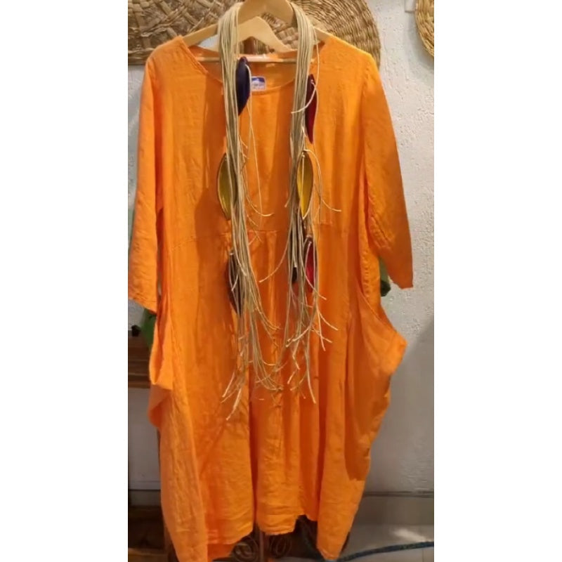 💖Vânzare limitată 20% REDUCERE💖Rochie boho de in, casual, cu mâneci lungi