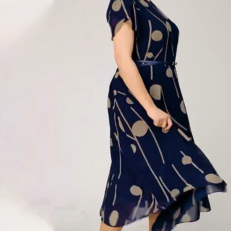 ✨Rochie la modă cu buline mari, mărime plus