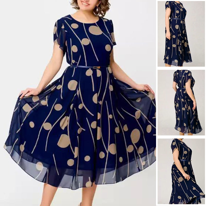 ✨Rochie la modă cu buline mari, mărime plus