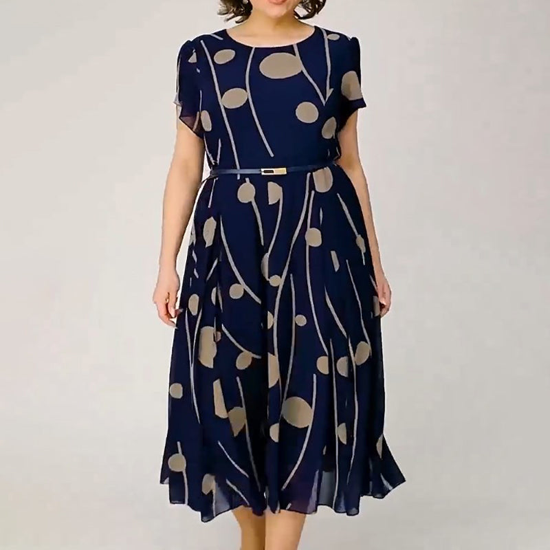 ✨Rochie la modă cu buline mari, mărime plus