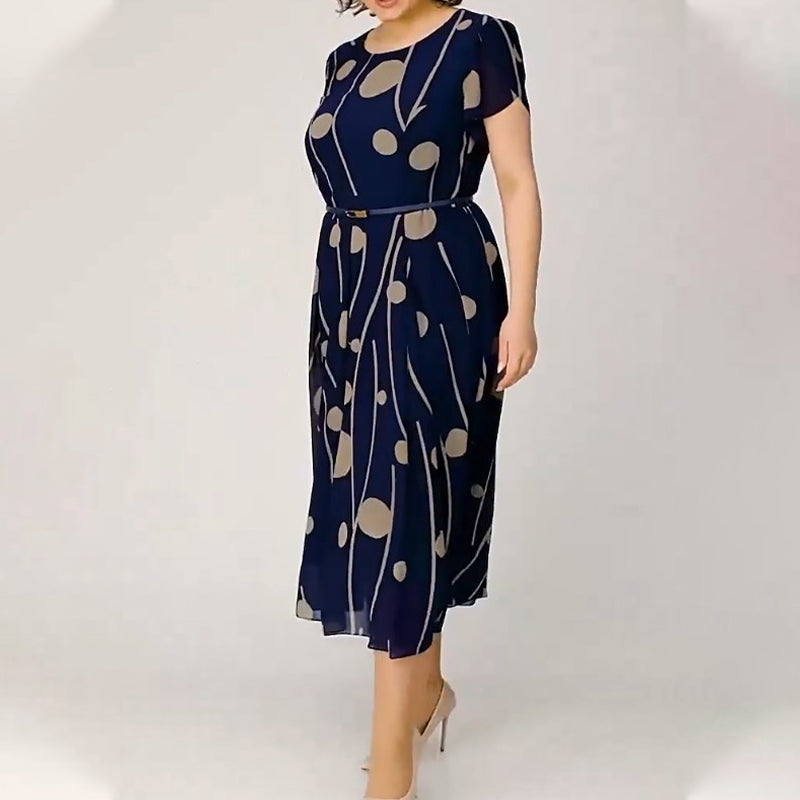 ✨Rochie la modă cu buline mari, mărime plus