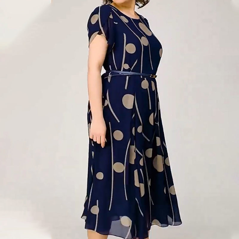 ✨Rochie la modă cu buline mari, mărime plus