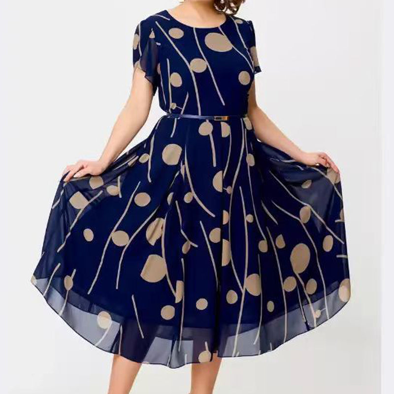 ✨Rochie la modă cu buline mari, mărime plus