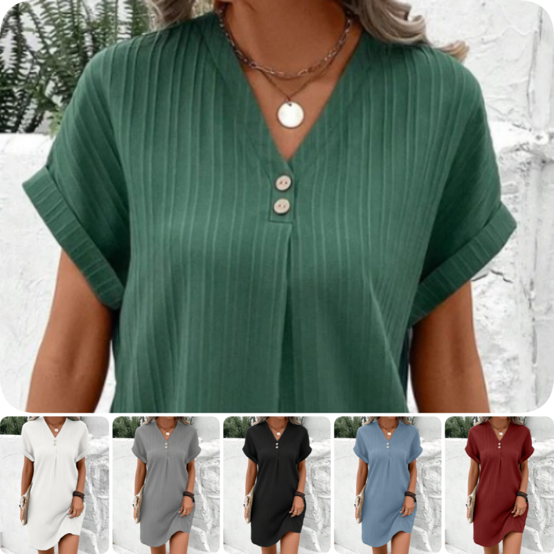 【M-3XL】🍃Rochie uni din amestec de bumbac și in, cu nasturi