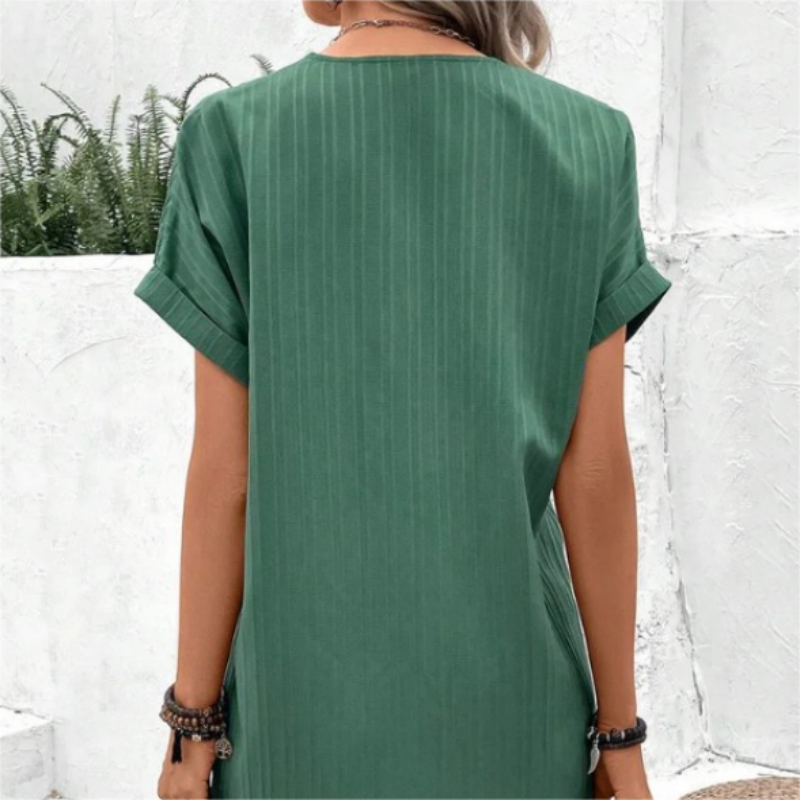 【M-3XL】🍃Rochie uni din amestec de bumbac și in, cu nasturi