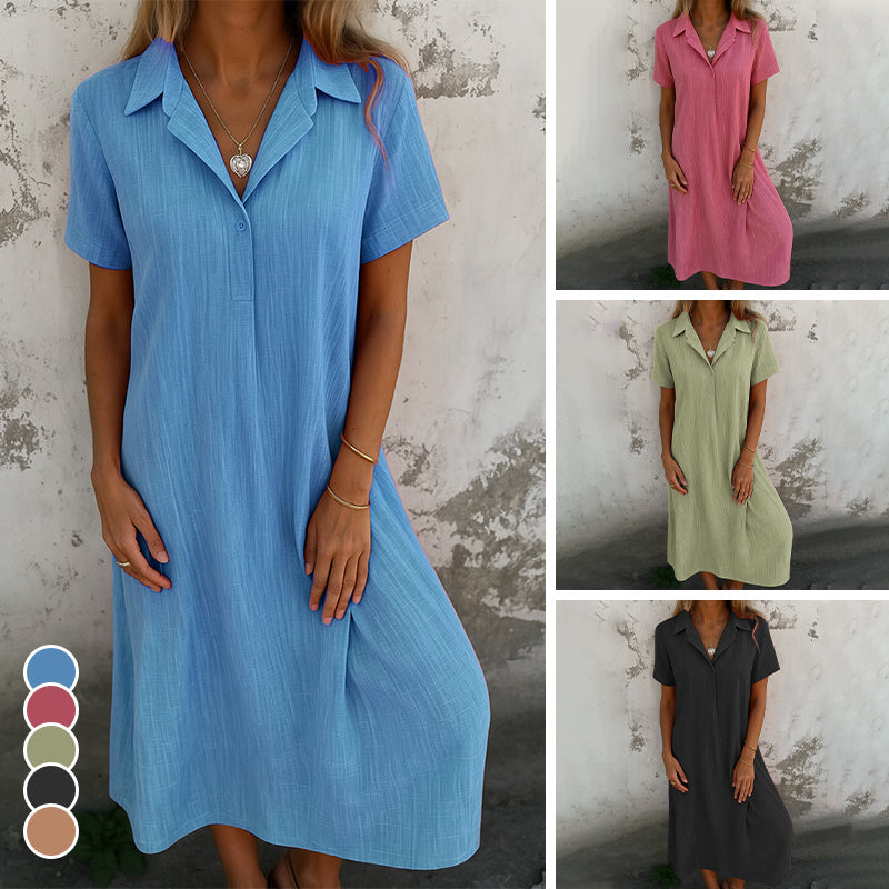 💃Rochie de damă cu mânecă scurtă, în culoare uni