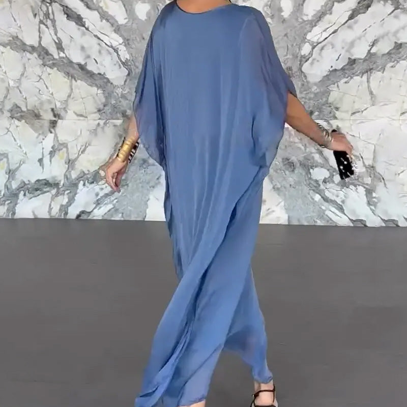 Femei respirabil vrac V-Neck Maxi rochie