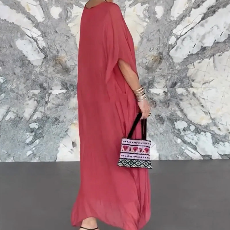 Femei respirabil vrac V-Neck Maxi rochie