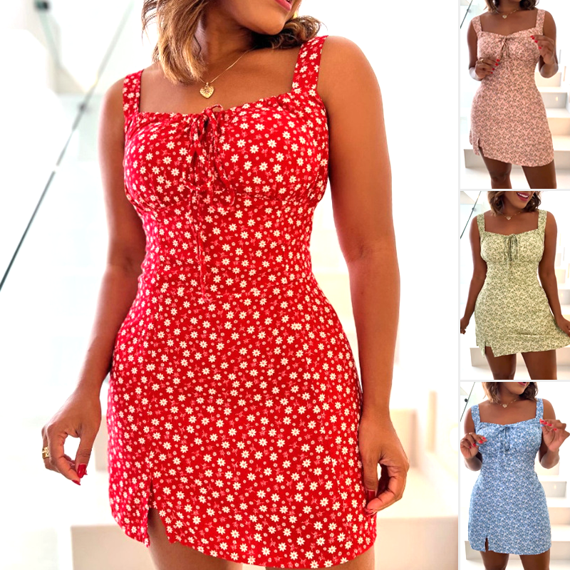🌸Rochie mini cu imprimeu floral și bretele spaghete