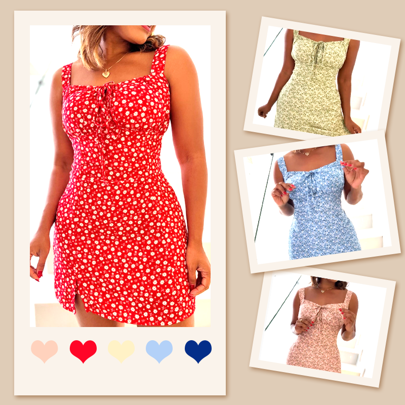 🌸Rochie mini cu imprimeu floral și bretele spaghete