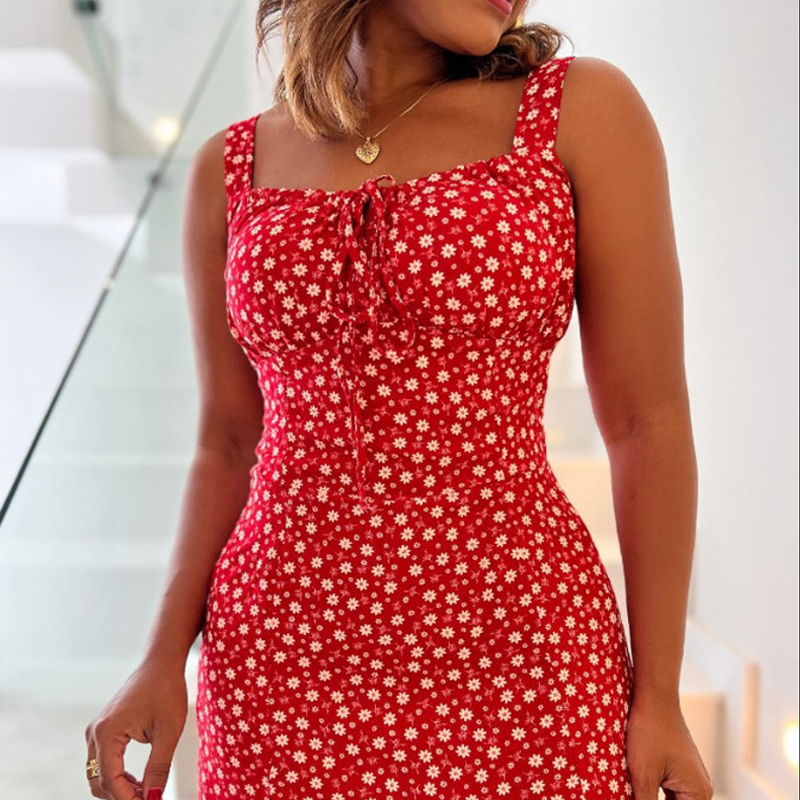 🌸Rochie mini cu imprimeu floral și bretele spaghete