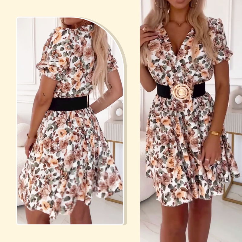 ⏳Reducere limitată de 50%💥✨Rochie mini pentru femei cu decolteu în V și imprimeu floral