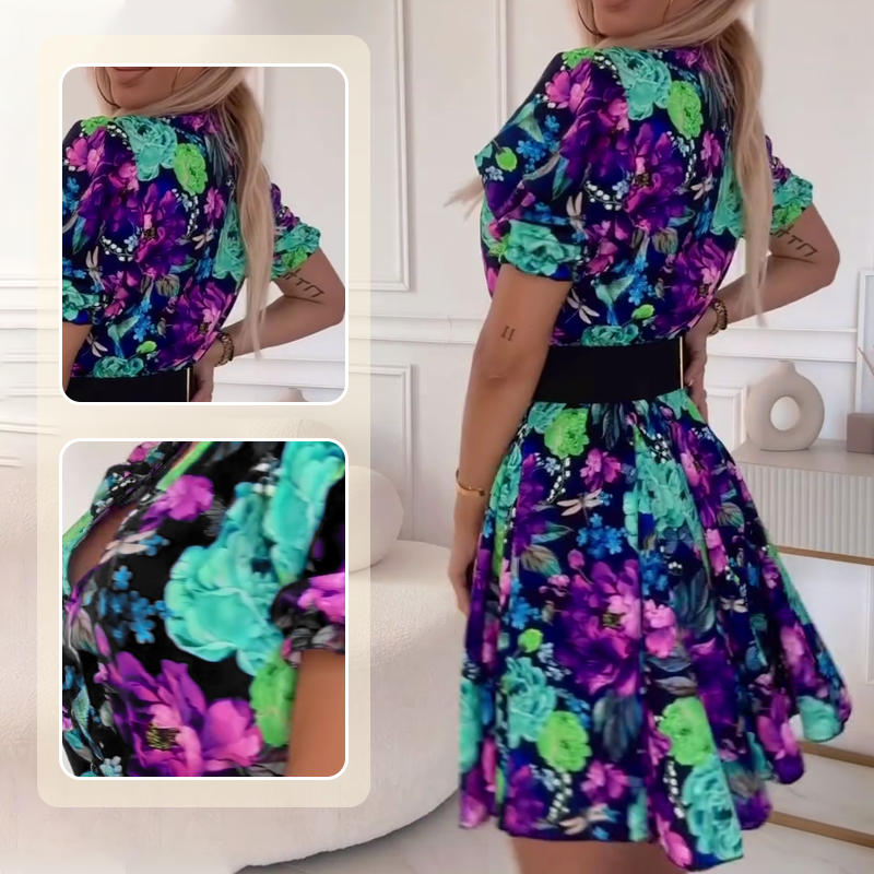 ⏳Reducere limitată de 50%💥✨Rochie mini pentru femei cu decolteu în V și imprimeu floral