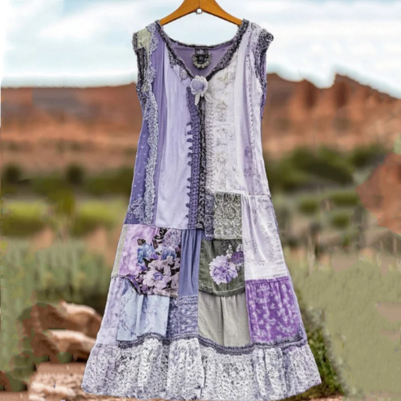 🔥 Rochie fără mâneci imprimată floral de epocă pentru femei 🍃👗