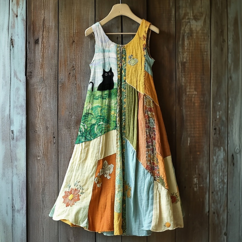 🔥 Rochie fără mâneci imprimată floral de epocă pentru femei 🍃👗
