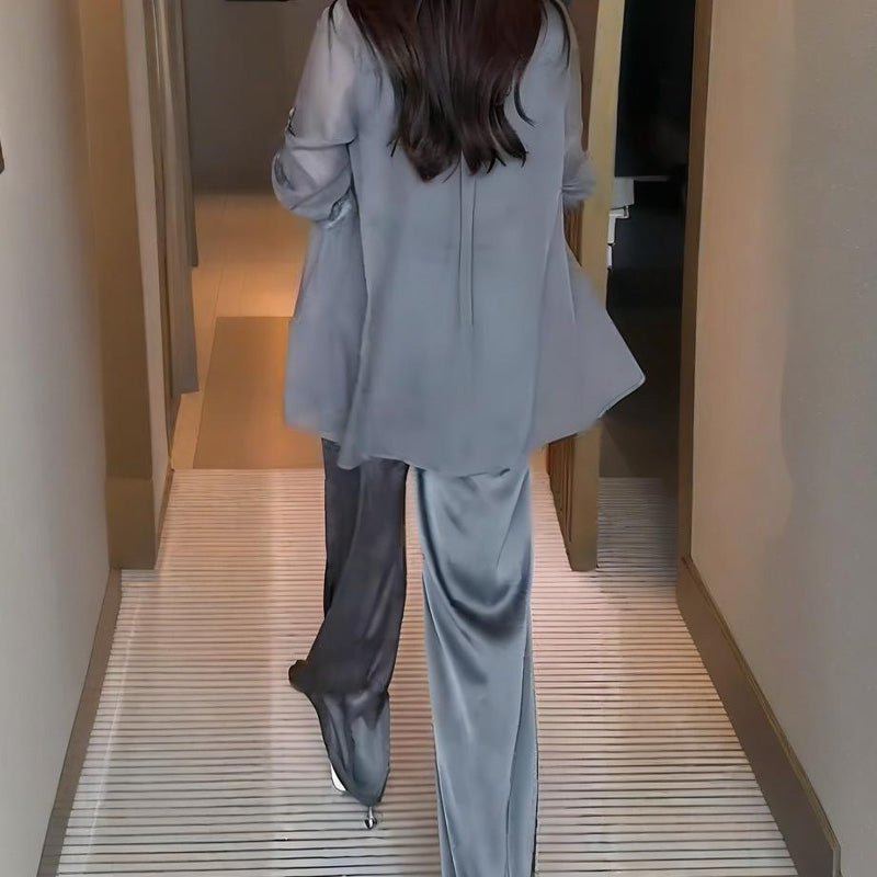 Komplet damski 3-częściowy: koszula, kamizelka i spodnie