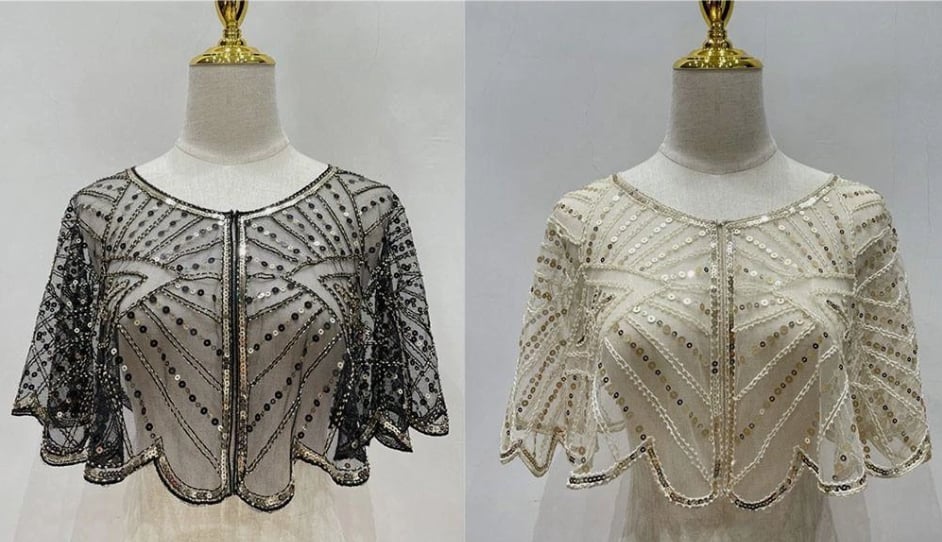 ⏳Ofertă limitată în timp  ⏰ Șal Vintage Lace Beaded