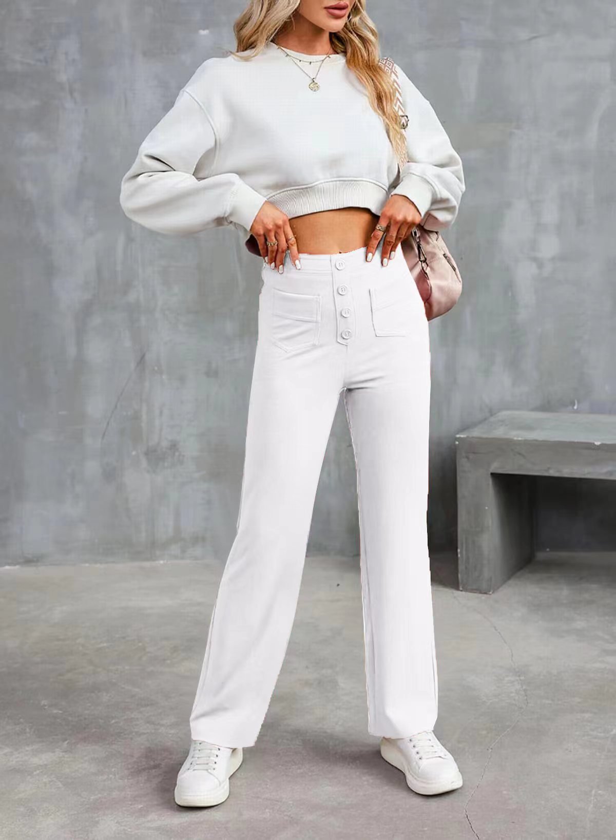 🔥49% REDUCERE - 🔥- Pantaloni casual elastici cu talie înaltă pentru femei