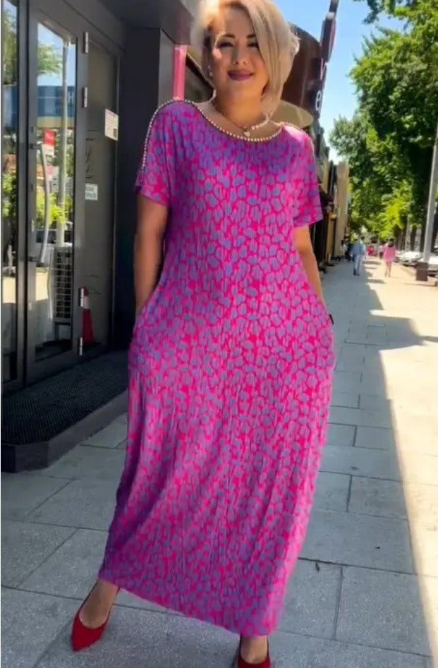 Reducere fierbinte-Rochie la modă în mărime Plus cu imprimeu-RO