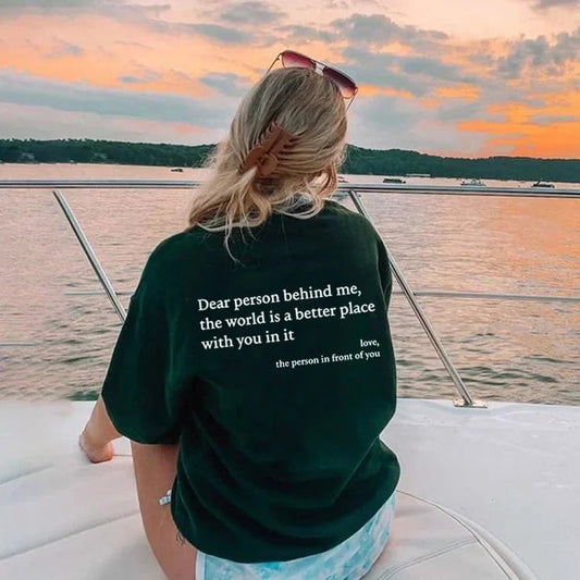 💥Nowa koszulka unisex z nadrukiem „Droga Osobo Za Mną” w dużym rozmiarze z 2025 roku