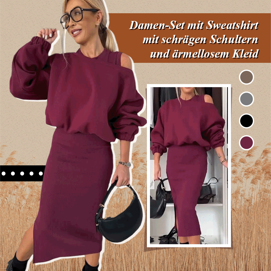 Wyprzedaż ograniczona czasowo💥Damski zestaw bluzy z odkrytymi ramionami i sukienki bez rękawów