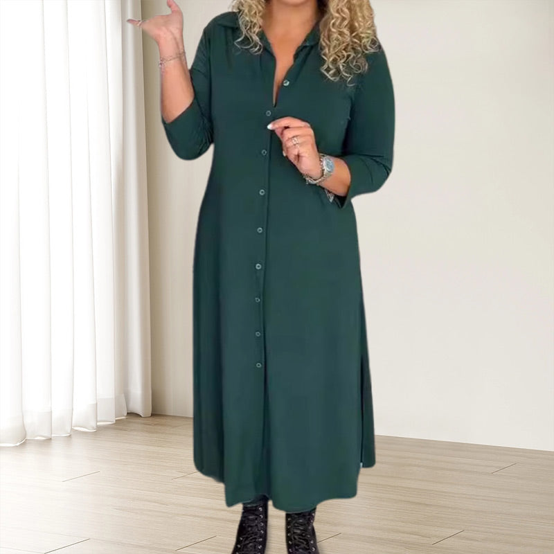 ✨Sukienka z długim rękawem, klapami i guzikami