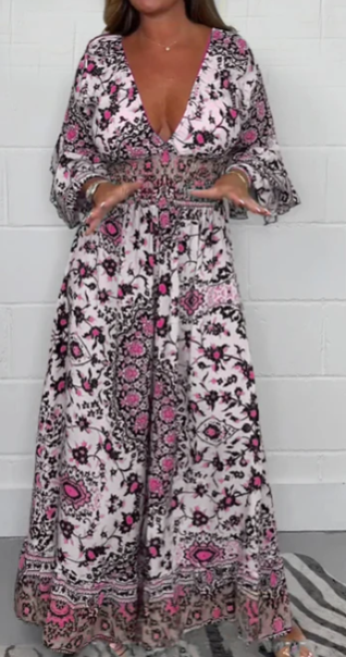 S-5XL🥰Damski kombinezon z nadrukiem i dekoltem w serek